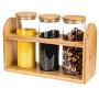 UPKOCH 3pcs Glass Jar with Airtight Seal Wood Lid Clear Candy Jar with Rack Food Storage Canister for Serving Tea Coffee Spice Sugar Salt