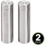 mDesign Modern, Slim Salt and Pepper Shakers - Nesting Lid with Circular S & P Holes; Great for Fine Table Salt and Pepper; Set of 2 - Brushed Stainless Steel