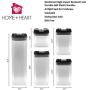 HOME + HEART Airtight Food Storage Container 5 Piece Set With Durable Air Tight Lids - Reinforced Locking Handles - Stackable Canister Sets for Pasta, Grains, Snacks, Sweets & Baking Supplies