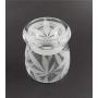 IncisoArt Hand Etched Vibe Storage Jar Sandblasted (Sand Carved) Glass Handmade USA Custom (4.5 Ounce (133ml), Cannabis Leaf Stash)