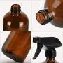 Glasprayflaschen, leer, 473 ml (16 oz) Boston-Form, Auffüllbarer Behälter für ätherische Öle mit Funnellabeln für Reinigungsmittel, Aromatherapie-Lotionen, Flüssigseifen (Braun-Schwarz)
