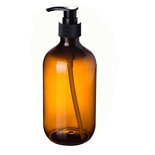 1Pack 500ml 17oz Empty Amber Plastic Dispenser Pump Bottles Container Jar Pot For Bathroom Foundations Makeup Lotion Body Wash Bath Shower Shampoo Toiletries Liquid Cream Soap