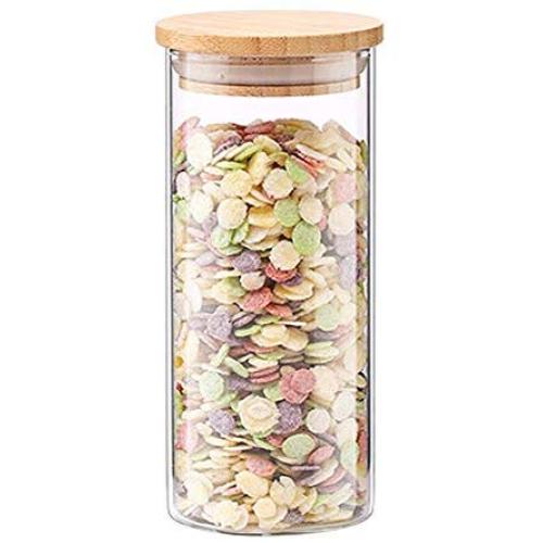 WANGLX ST Wood Lid Food Storage Tank Dried Fruit Bottle Good Sealing Heat-Resistant Borosilicate Glass Sealed Cans Dried Fruit Sealed Bottle Storage Jar