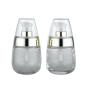 2 Pcs (30ml/1oz) Egg Shape Frost Glass Lotion Bottle with Silver Ring Refillable Empty Bottle Portable Empty Bottle Pot Makeup Holder Travel Sub Bottling for Lotion Essence Emulsion Essence Serum