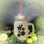 Maroon Start, Ball Frosted Glass Mason Jar With Straw