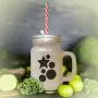 Yellow Start, Ball Frosted Glass Mason Jar With Straw