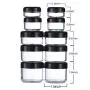 【eBoot 10 Pièces Pots en Plastique Transparents Ronds de 3/5/10/15/20g avec Couvercle à Vis et 2 Pinceaux Mini (Noir)】 【eBoot 10 Pièces Pots en Plastique Transparents Ronds de 3/5/10/15/20g avec Couvercle à Vis et 2 Pinceaux Mini (Noir)】