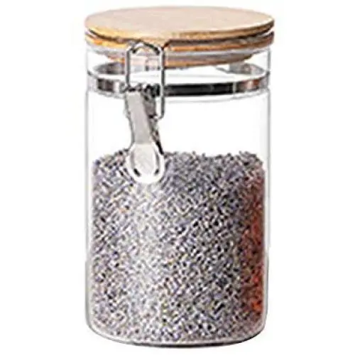 Glas-Müsli-Behälter mit Bambuschachdeckel, 950ml – Hoher Borosilikatglas Behälter für Müsliriegel, Snacks und mehr mit luftdichter Versiegelung.
