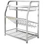 3 Tier Spice Rack, Stainless Steel Seasoning Organizer Standing Rack Shelf, Kitchen Spice Bottle Jar Holder Bathroom Storage Rack