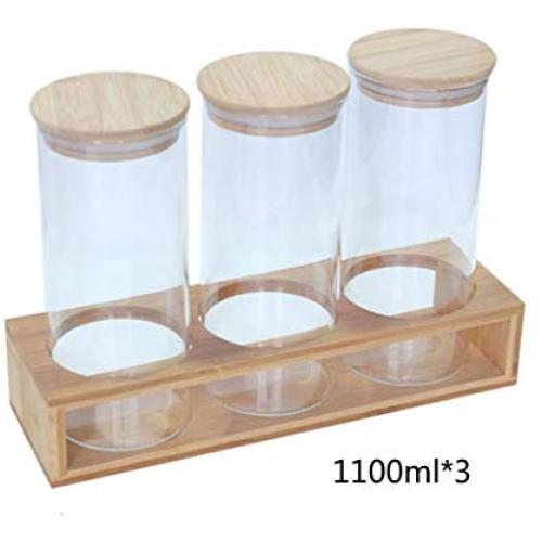 Glass Sealed Jars, Kitchen Household Grain Containers, With Display Stand, Storage Spices/Corn Flakes/Coffee Beans