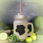 Black Sporting Lucas Terrier Silhouette Frosted Glass Mason Jar With Straw