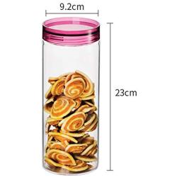 Kitchen Glass Sealed Cans Tea Sealed Cans Multi-function Food Straight Cans Storage Sealed Bottles (Color : Red)