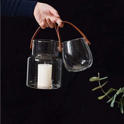 Unique Nordic Glass Storage Jar Bottle with Leather Handle Minimalist Desk Storage Bottle Organizer Flower Vase Container Decor Glass Airtight Food Storage Containers