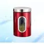 TOPBATHY Stainless Steel Food Storage Jar with Airtight Seal Bamboo Lid/Airtight Food Storage Containers,for Serving Tea, Coffee, Spice and More(11 x 11 x 16.5cm??‰