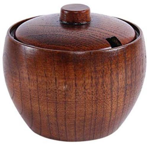 UPKOCH Wooden Spice Jar Seasoning Storage Box Spice Box Dispenser Sugar Salt Pepper Canister for Kitchen Home Restaurant