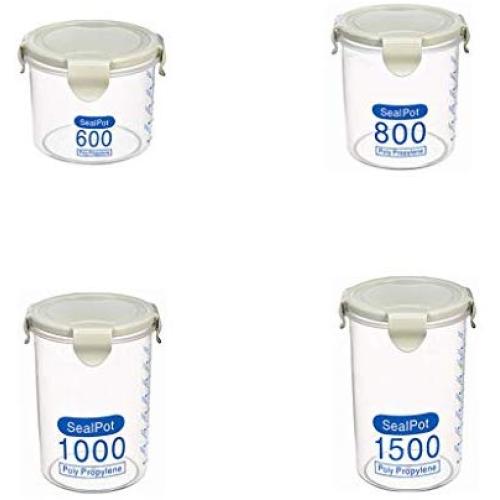 Food Savers 4 packs Food Storage Containers Food Preservation Box storage jar Transparent sealed can plastic Storage box storage jar (Color : B)