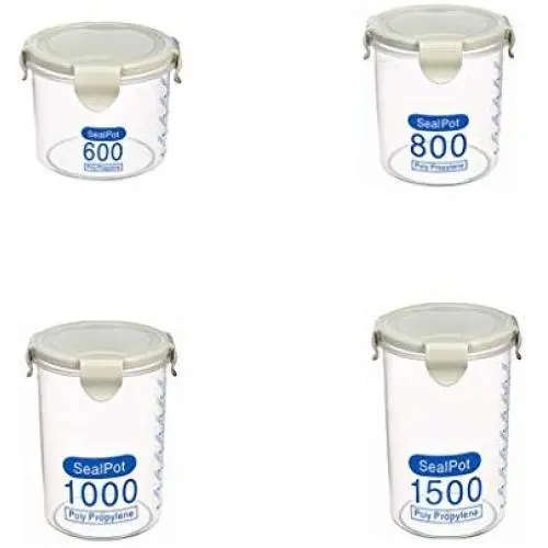 Lebensmittel-Rettung 4er Pack Lebensmittelaufbewahrungsboxen Vorratsbehälter durchsichtige versiegelte Dose Kunststoff-Aufbewahrungsboxen (Farbe: B)