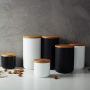 Sealed Canister Jar Home Kitchen Coffee Sugar Tea Storage Bottles Jars Kitchen Accessories Ceramic Sugar Cans with Lid,Black S