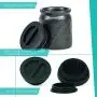 Keramik-Glasbehälter 2oz für Kräuter & Wachs – Versteckter Doppel-Funktionsdeckel, sichere Aufbewahrung von Kräutern mit Silikontechnologie, schwarzes Diamantplatten-Design.
