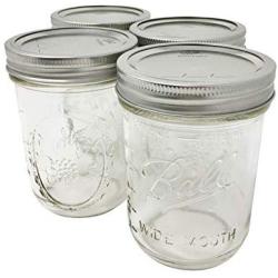 Ball Pint Mason Jars with Storage Lids and Jar Opener (16oz WM - 4 Jar Bundle)