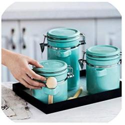 Nordic Colorful Ceramic Seal Storage Jar Scandinavian Kitchen Candy Coffee Tea Organizer Sealing Jars Seasoning Container,650Ml Red