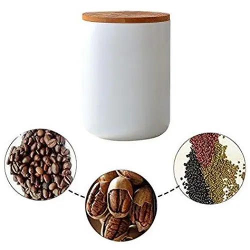 LEGOU Food Storage Jar, Tea Coffee Canisters,with Airtight Seal Bamboo Lid Ceramic Food Storage Canister for Serving Tea, Coffee, Spice and More,White,700ml LEGOU Food Storage Jar, Tea Coffee Canisters,with Airtight Seal Bamboo Lid Ceramic Food Storage Canister for Serving Tea, Coffee, Spice and More,White,700ml