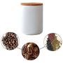 LEGOU Food Storage Jar, Tea Coffee Canisters,with Airtight Seal Bamboo Lid Ceramic Food Storage Canister for Serving Tea, Coffee, Spice and More,White,700ml