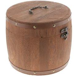 Big Wood Barrel Tea Can Lidded Canister Sugar Bean Coffee Flour Storage Jar - L