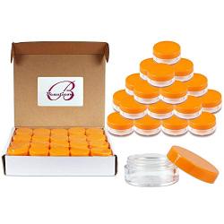 40Pieces 10G/10ML Round Clear Cream Jars Container with Orange Lids BPA free