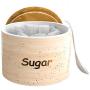 Large Food Storage Containers w/Bamboo Airtight Lid ? Ceramic Canister Sets for Kitchen that Nest w/ 3 Spoons Included ? Stackable Kitchen Storage Set for Coffee, Sugar, Tea - 32oz/Canister