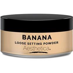 Aesthetica Banana Loose Setting Powder - Flash Friendly Superior Matte Finish Highlighter & Finishing Powder - Includes Velour Puff