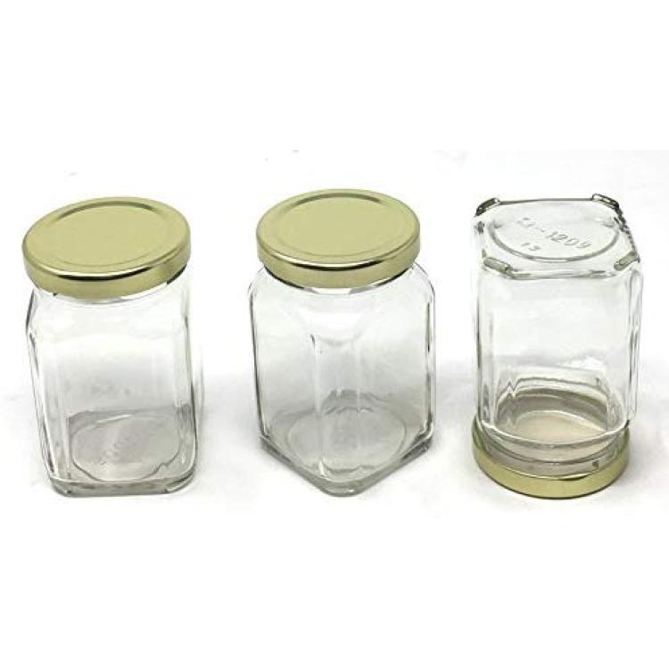 12 Pcs 6 Oz 190 Ml Square Glass Jar With Your Color Choice of Plastisol  Lined BPA Free Lid: Gold Silver Whiteblack 