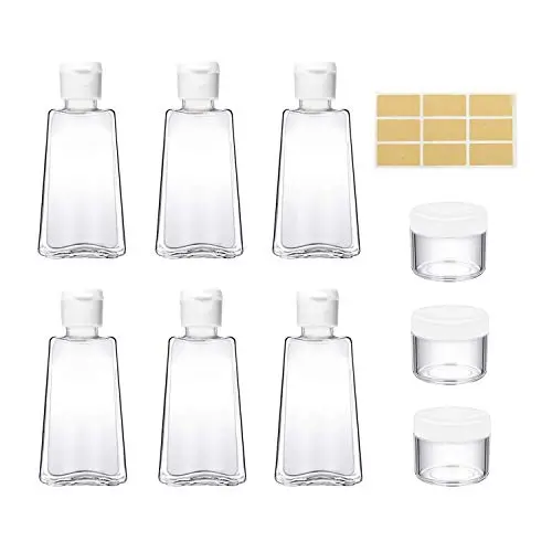 Klare 2oz / 60ml Kunststoffflaschen mit Verschluss, Set von 9 - Wiederverwendbare Reiseflaschen für Shampoos, Duschgel, Toner, Lotion, Abschminkmittel, Körperpflege – ideal für Kosmetik.