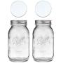 Jarming Collections – 2 Glas Kugeln Mason Gläser – Regelmauss, mit 2 (BPA-frei) Dichtschliessenden Luftdichten Verschlüssen – Made in the USA (32oz Viertel Regelmauss, weiß)