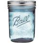 Ball Mason Jars 16 oz Wide Mouth Aqua Blue Colored Glass Bundle with Non Slip Jar Opener- Set of 2 Half Quart Size Mason Jars - Canning Glass Jars with Lids and Bands