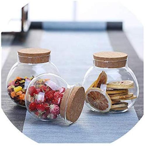 Sealed Glass Jars Borosilicate Heat Resistant Transparent Glass Storage Jars Flower Tea Dried Fruit Nuts Cans,240Ml 2Pcs