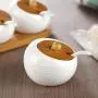 TNKML Ceramic Spice Jar Set 3 Piece With Bamboo Cover Sauce Jar Cruet Storage Storage Box With Spoon Kitchenware Spice Container-2