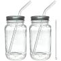 Bouteilles en verre Jarming Collections 24oz pour Smoothie (2) avec couvercle et paille en verre, éco-friendly Bouteilles en verre Jarming Collections 24oz pour Smoothie (2) avec couvercle et paille en verre, éco-friendly