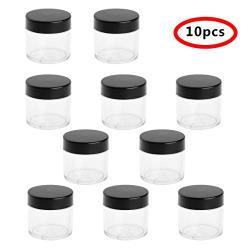 CHICTRY 10Pcs Plastic Clear Jars Empty Refillable Leak Proof Travel Sample Jars with Lids for Makeup Cosmetic Lotion Creams Oils Salves Ointments Black 30g One Size