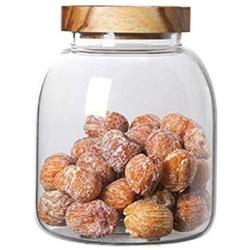 HIZLJJ 2 Pcs Glass Storage Jar,Glass Storage Jar with Sealed Wooden Lid - Portable Clear Food Storage Jar for Serving Candy, Snack, Honey and more (Size : S)