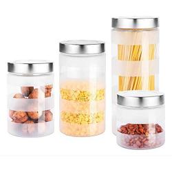 Kitchen Food Storage Jar Airtight Food Storage Kitchen Glass Jar Moisture-Proof Home Multi-Purpose Jam Bottle Cruet Storage Tanks 4-Piece Frosted