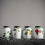 Foylome Set of 4 Hand Drawn Flower Tea Can Kitchen Canister Set with Wood Lids Sugar, Coffee, Flour or Food Storage Jar