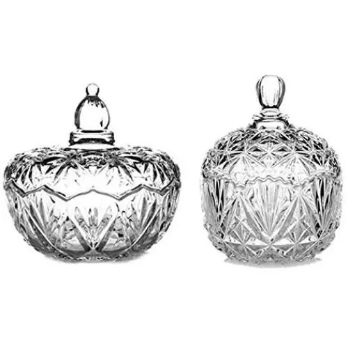 Kristallsüßigkeitenbehälter mit Deckel, Streifen, Kristallzuckerbehälter, Süßigkeitenbehälter, Trockenfrüchtebehälter, Biskuitkasten, Keksdose, Große Größe + Diamant, Große Größe