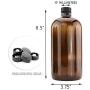 32-Ounce Amber Kombucha Growler Bottles (4-Pack); 1 Quart Boston Round Glass Bottles w/ 6 Polycone Phenolic Lids for Home Brewing