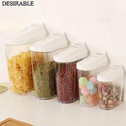 sealed cans - 5 piece Food grade Plastic Sealed Cans Kitchen Snacks and cereals Storage bottle Transparent Food Canister Keep Fresh Jar a set