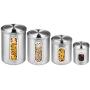Deppon 4-Piece Canister Set Stainless Steel with Airtight Lids and Plexi-Glass Window Large for Flour Sugar Tea Coffee Nuts Food Storage (Silver)