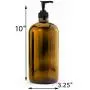 32-Ounce Amber Glass Lotion Pump Bottles (2-Pack); Quart Size Brown Bottles w/Black Plastic Soap, Hand Care & Lotion Locking Pump Dispensers; Includes Chalk Labels 32-Ounce Amber Glass Lotion Pump Bottles (2-Pack); Quart Size Brown Bottles w/Black Plastic Soap, Hand Care & Lotion Locking Pump Dispensers; Includes Chalk Labels