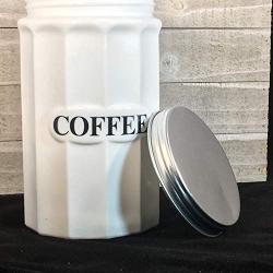 Glass COFFEE Canister/Container - Large Capacity Vintage Style Kitchen (White Milk)
