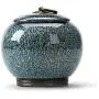 Airtight Lid Tea Canister for Loose Tea Spice Coffee Bean Tea Caddy Storage Ceramic Porcelain Jar for Tea Coffee Herb Spices Sugar and More (Blue)