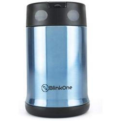 BlinkOne Food Jar with Folding Spoon: Double Walled Insulated, Unbreakable, Leak Proof and Shake Resistant Container Flask (16 oz)